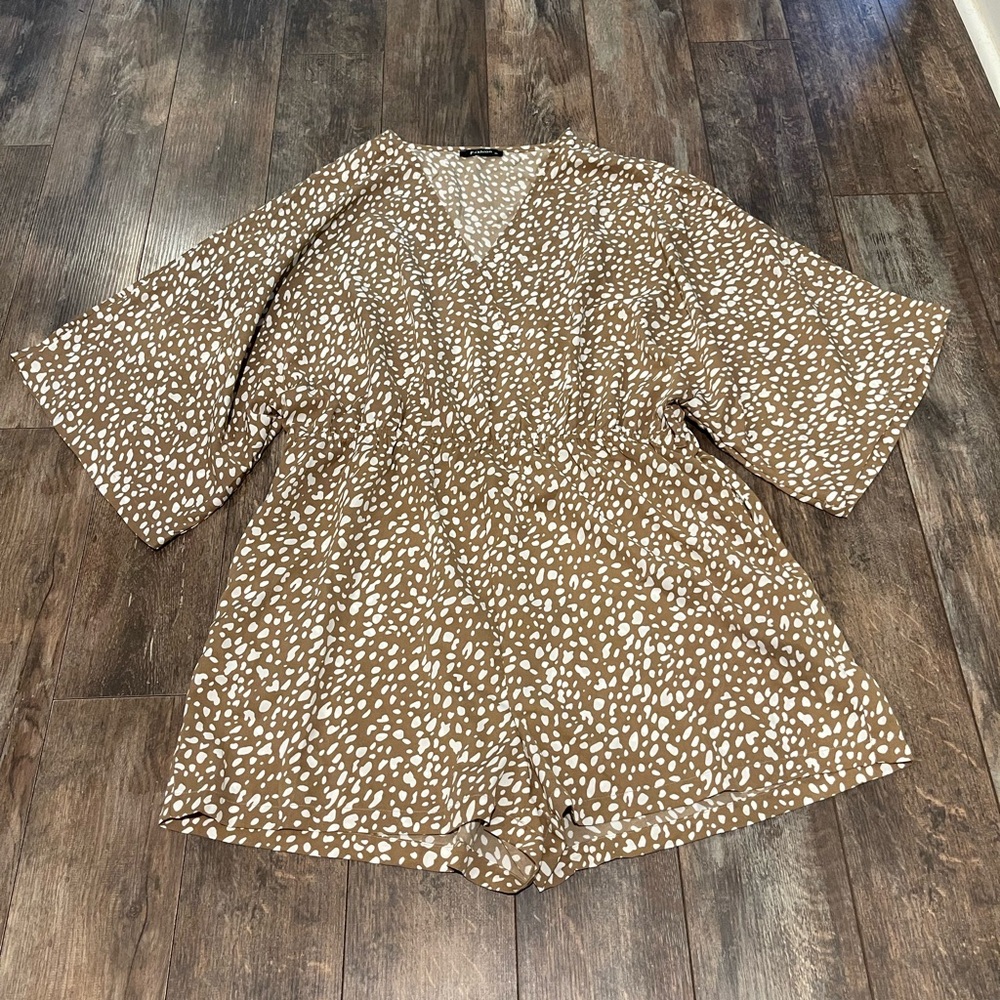 🌺Elegant Tan Patterned Jumpsuit